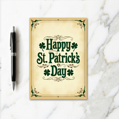 Green Shamrocks Vintage Look Card
