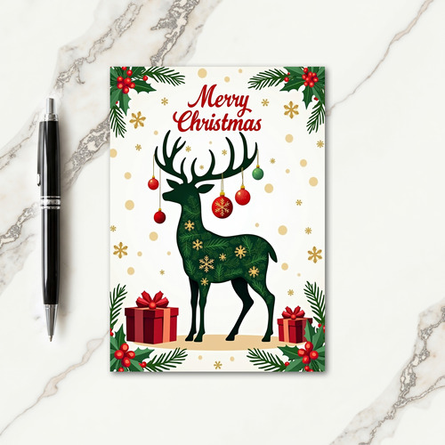 Green Stag Foliage Card