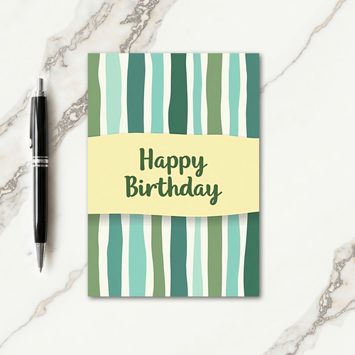 Green Striped Birthday Card