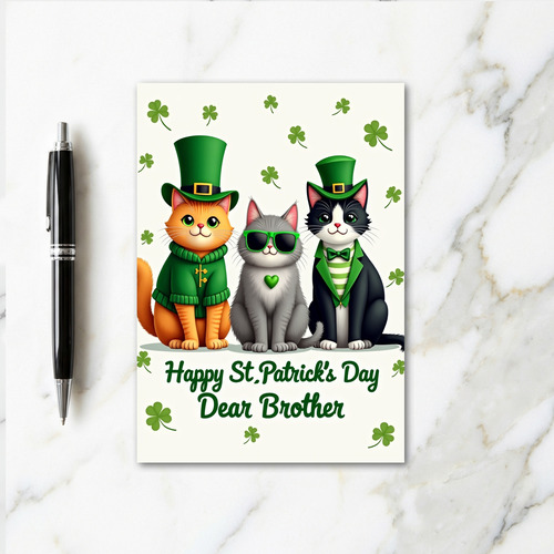 Green Striped Cats Card