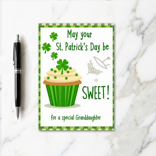 Green Striped Cupcake Card