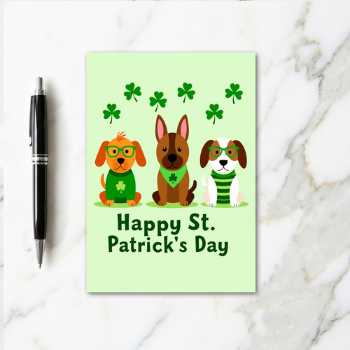 Green Striped Dog Card