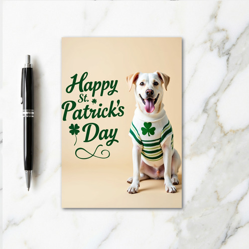 Green Striped Dog St Patricks Card