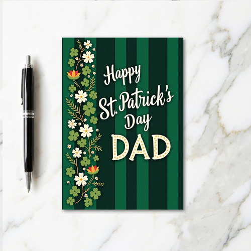 Green Striped Happy Dads Day Card