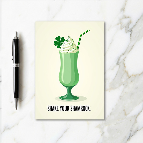Green Striped Shamrock Shake Card