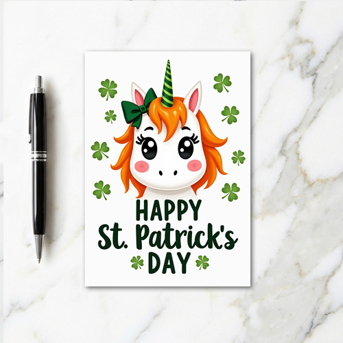 Green Striped Unicorn Card