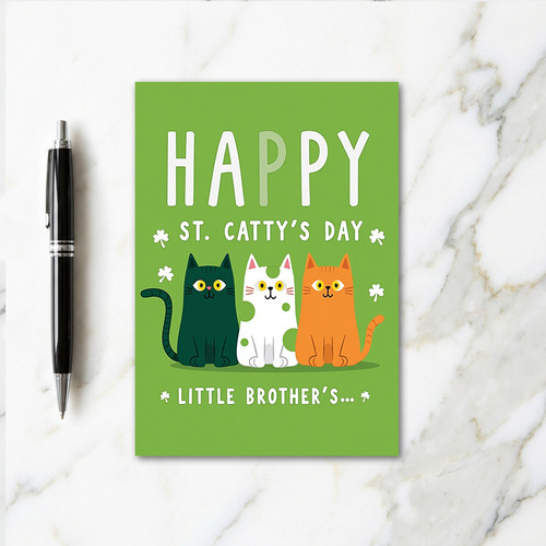 Green Stripes St Catty Day Card