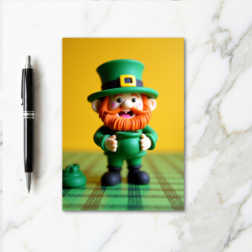 Green Tartan Leprechaun Card