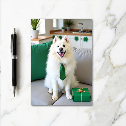 Green Tie Dog Holiday Card
