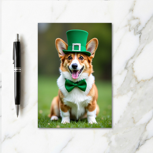 Green Top Hat Corgi Photo Card