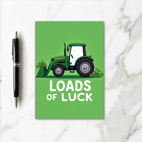 Green Tractor Shamrock Card