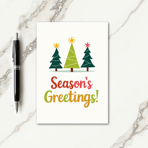 Green Trees Star Christmas Card