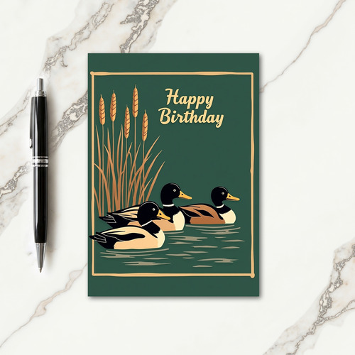 Green Waterfowl Birthday Card