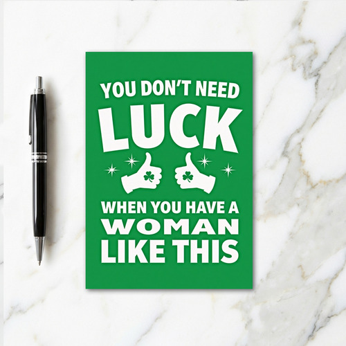 Green Woman Luck Text Card