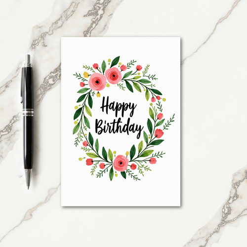 Green Wreath Birthday Card