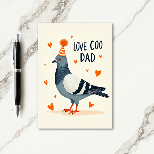 Grey Bird Love Coo Dad Card