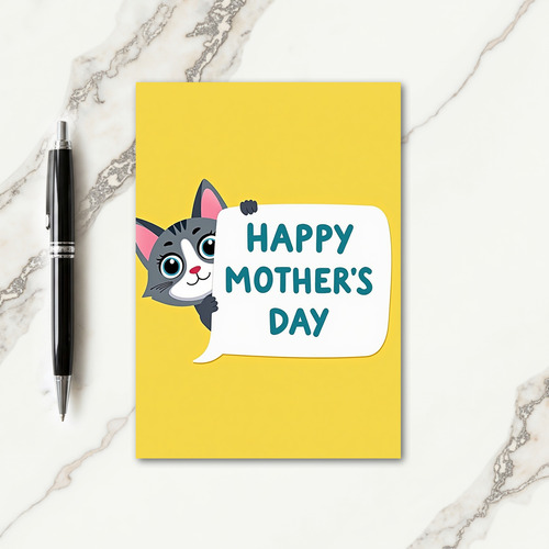 Grey Cat Mothers Day Message Card