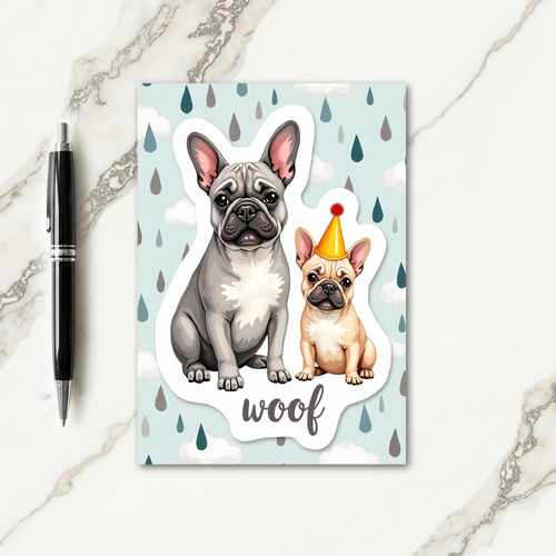 Grey Dog Fathers Day Art Card