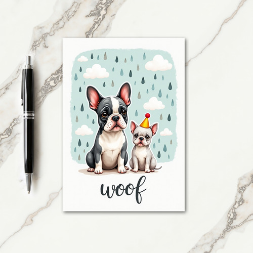 Grey Dog Fathers Day Scene Card