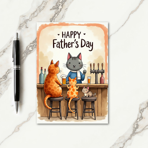 Grey Feline Fathers Day Card