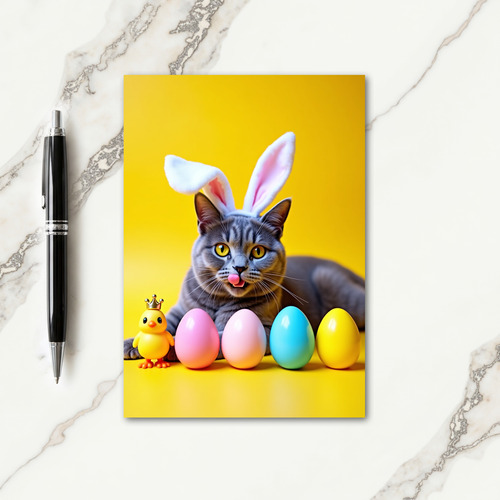 Grey Tabby Yellow Scene Card