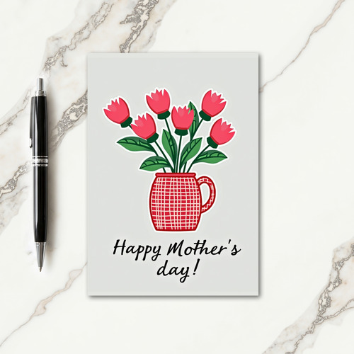 Grid Pattern Flower Card