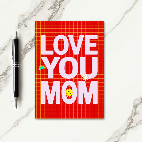 Gridded Love You Mom Card