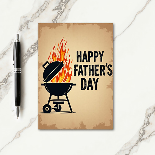 Grill Flames Fathers Day Card