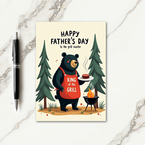 Grill King Fathers Day Bear Card