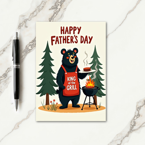 Grilling Bear Fathers Day Card