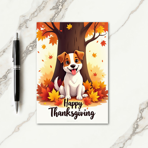 Grinning Dog Thanksgiving Card