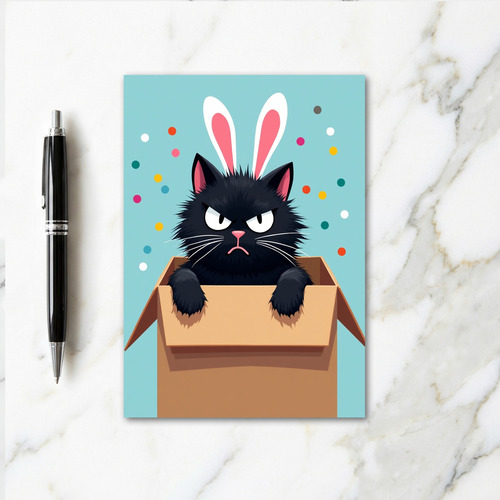 Grumpy Bunny Cat Fun Card
