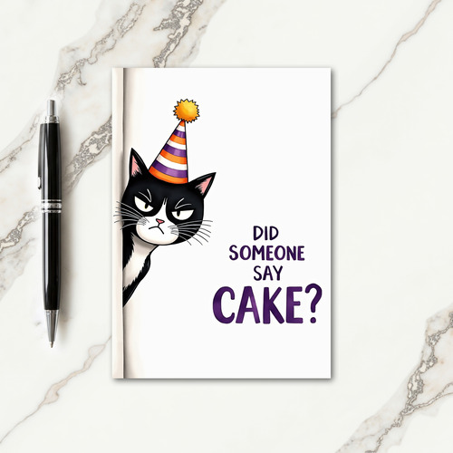 Grumpy Cat Party Hat Birthday Card
