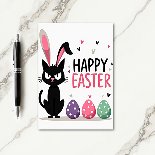Grumpy Easter Cat Holiday Card