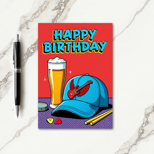 Guitar Art Birthday Card