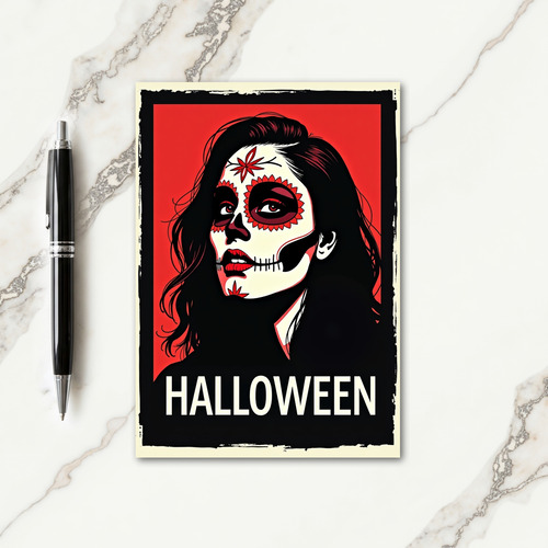 Halloween Skull Face Card
