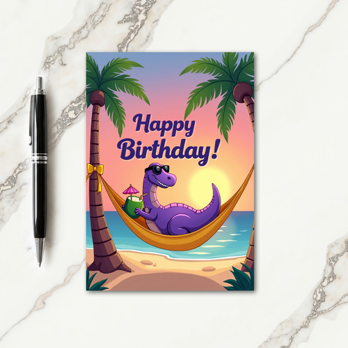 Hammock Lizard Birthday Card