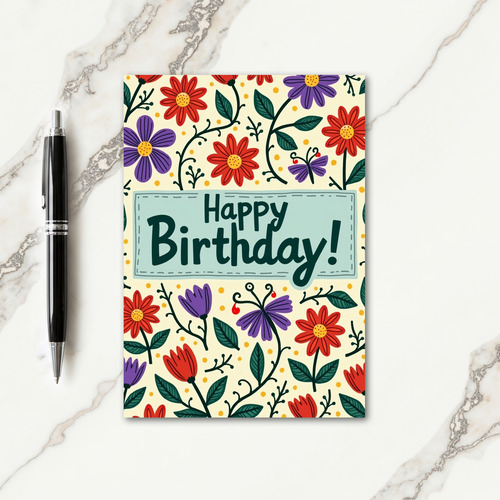 Hand Drawn Bloom Birthday Card