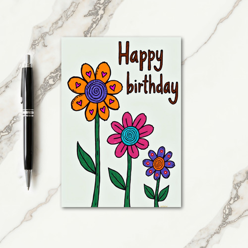 Hand Drawn Blossom Birthday Card