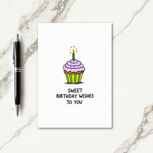 Hand Drawn Cupcake Birthday Card
