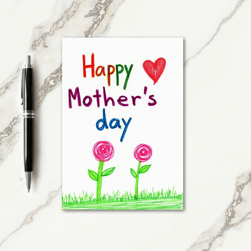 Hand Drawn Happy Mothers Day Card