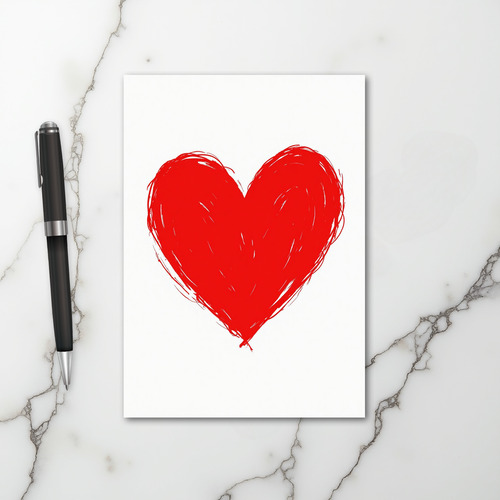 Hand Drawn Red Heart Love Card