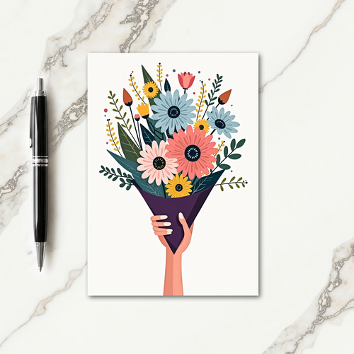 Hand Held Bouquet Birthday Card