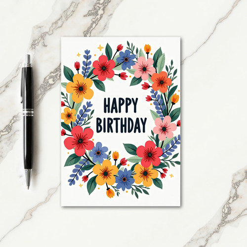 Handcrafted Botanical Birthday Card