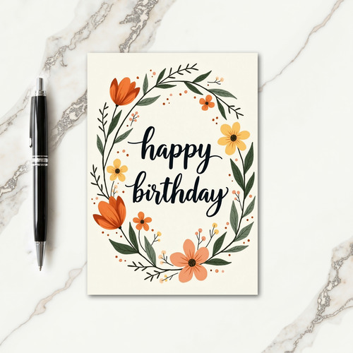 Handcrafted Floral Birthday Card