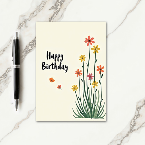 Handmade Botanical Birthday Card