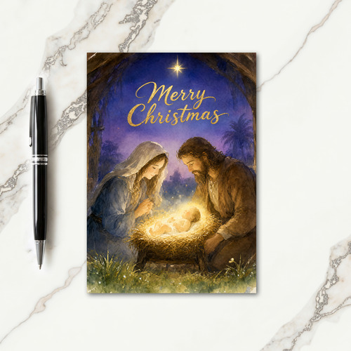 Handmade Watercolor Nativity Christmas Cards