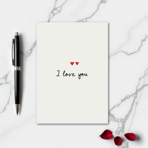 Handwritten Hearts I Love You Matte Card