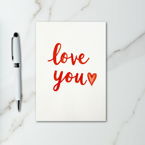 Handwritten Love You Heart Card