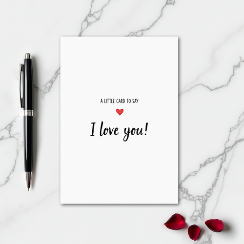Handwritten Red Heart I Love You Card